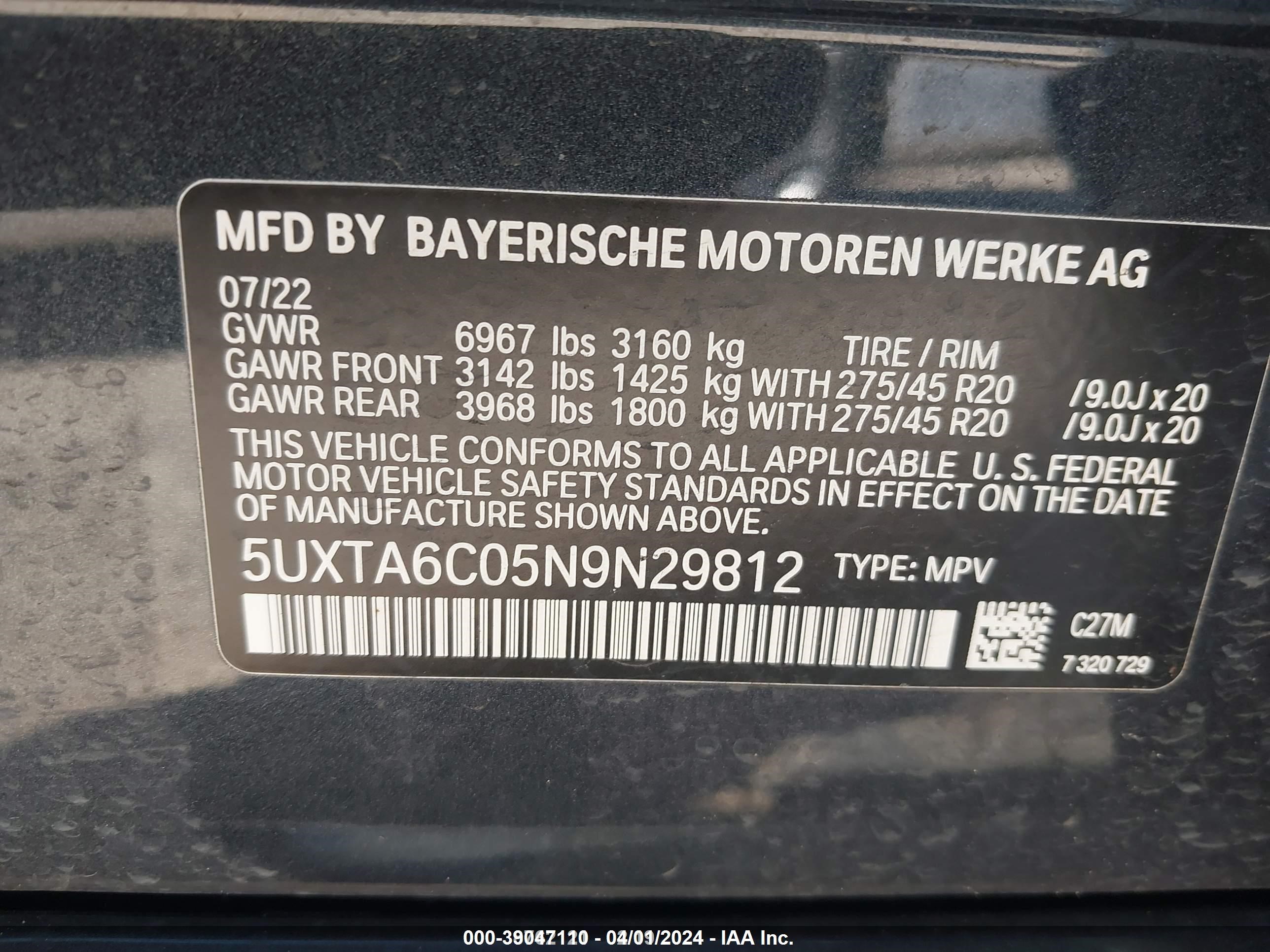 Photo 9 VIN: 5UXTA6C05N9N29812 - BMW X5 