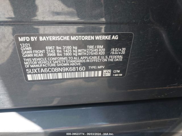 Photo 8 VIN: 5UXTA6C08N9K68160 - BMW X5 