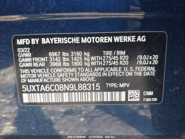 Photo 8 VIN: 5UXTA6C08N9L88315 - BMW X5 