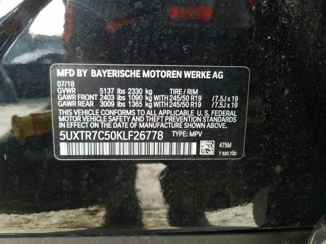 Photo 9 VIN: 5UXTR7C50KLF26778 - BMW X3 