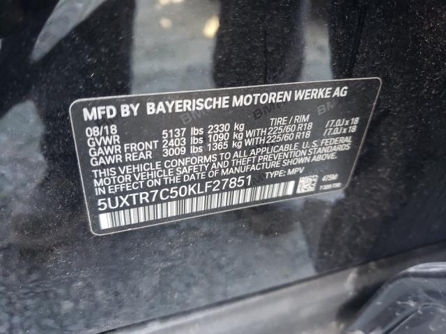 Photo 9 VIN: 5UXTR7C50KLF27851 - BMW X3 SDRIVE3 