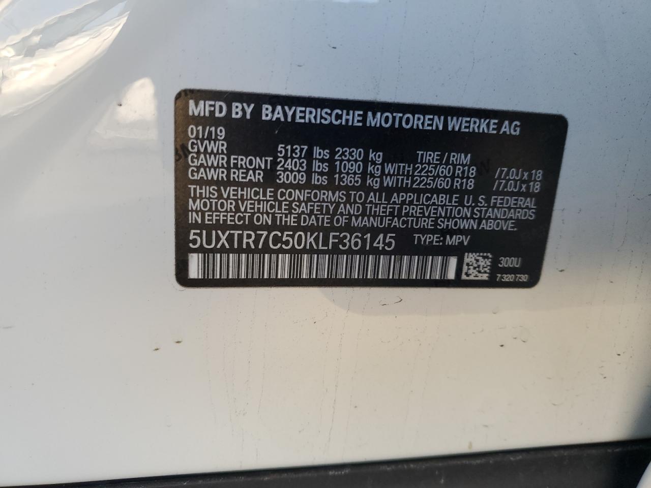 Photo 11 VIN: 5UXTR7C50KLF36145 - BMW X3 