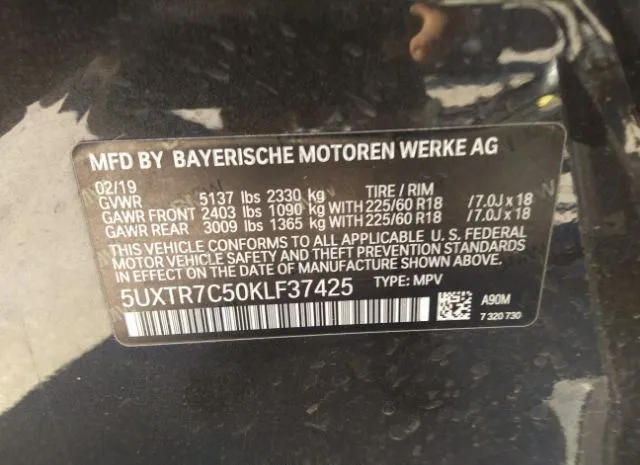 Photo 8 VIN: 5UXTR7C50KLF37425 - BMW X3 