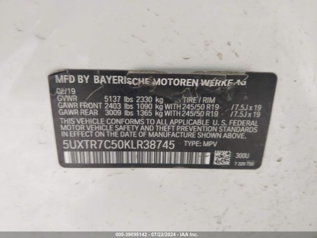 Photo 8 VIN: 5UXTR7C50KLR38745 - BMW X3 