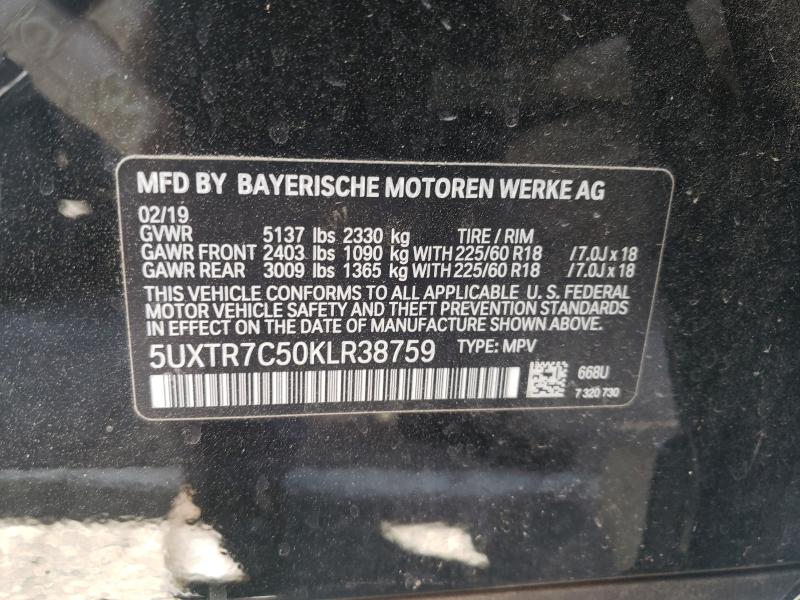 Photo 9 VIN: 5UXTR7C50KLR38759 - BMW X3 SDRIVE3 