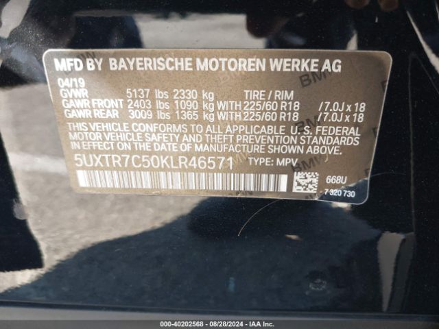 Photo 8 VIN: 5UXTR7C50KLR46571 - BMW X3 