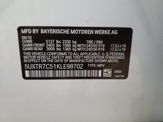 Photo 9 VIN: 5UXTR7C51KLE98702 - BMW X3 SDRIVE3 