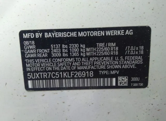 Photo 8 VIN: 5UXTR7C51KLF26918 - BMW X3 