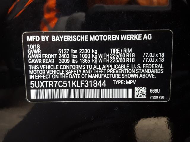 Photo 9 VIN: 5UXTR7C51KLF31844 - BMW X3 SDRIVE3 