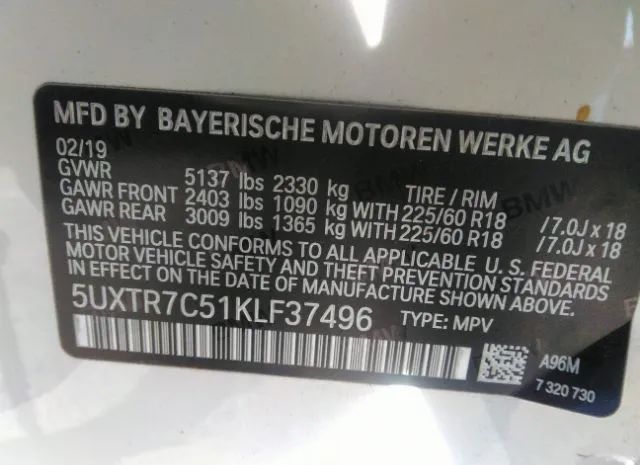 Photo 8 VIN: 5UXTR7C51KLF37496 - BMW X3 