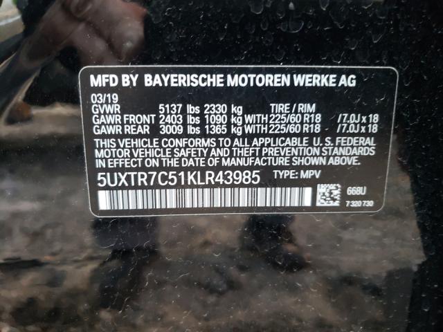 Photo 9 VIN: 5UXTR7C51KLR43985 - BMW X3 SDRIVE3 