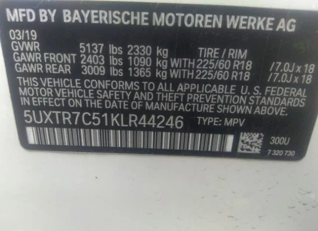 Photo 8 VIN: 5UXTR7C51KLR44246 - BMW X3 