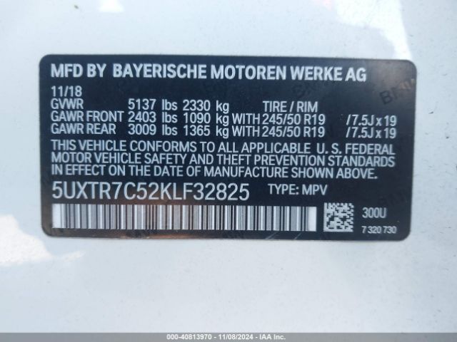 Photo 8 VIN: 5UXTR7C52KLF32825 - BMW X3 