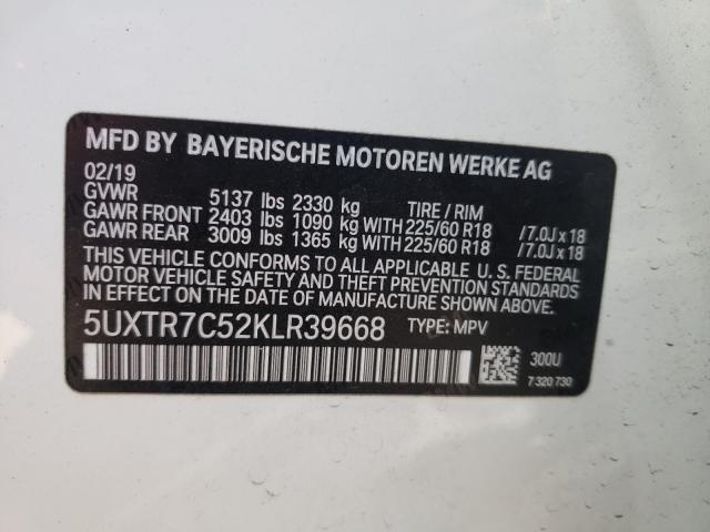 Photo 9 VIN: 5UXTR7C52KLR39668 - BMW X3 SDRIVE3 