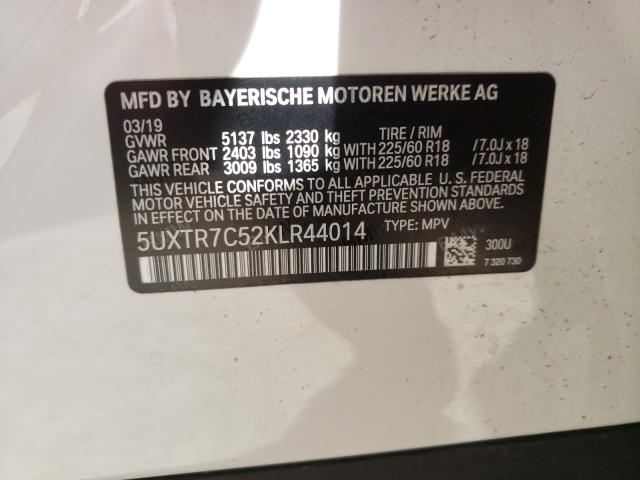 Photo 9 VIN: 5UXTR7C52KLR44014 - BMW X3 SDRIVE3 