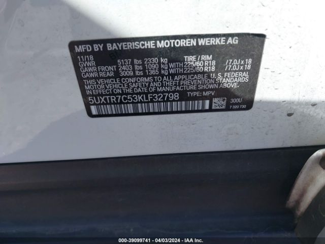 Photo 8 VIN: 5UXTR7C53KLF32798 - BMW X3 