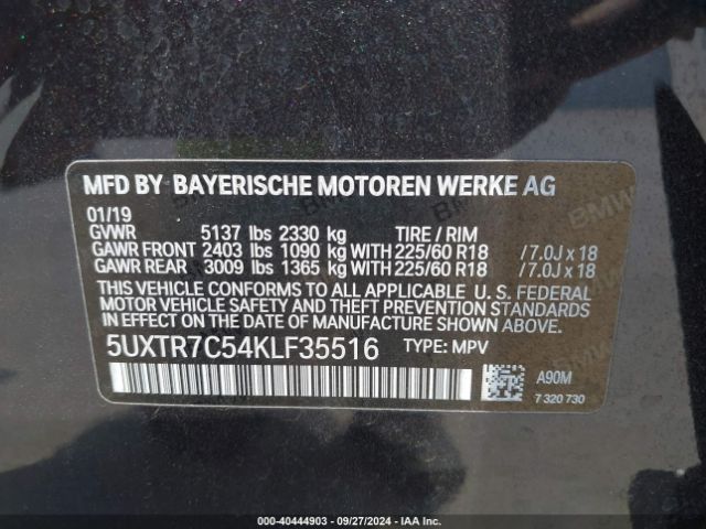 Photo 8 VIN: 5UXTR7C54KLF35516 - BMW X3 