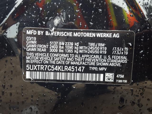 Photo 9 VIN: 5UXTR7C54KLR45147 - BMW X3 SDRIVE3 