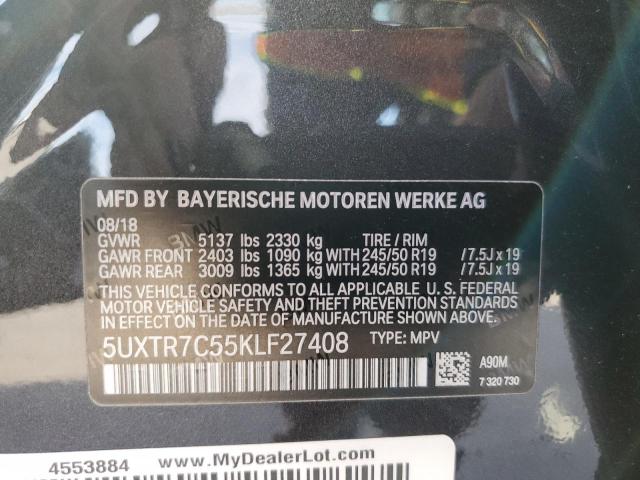 Photo 12 VIN: 5UXTR7C55KLF27408 - BMW X3 