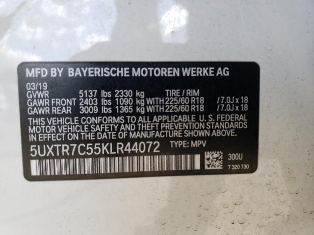 Photo 9 VIN: 5UXTR7C55KLR44072 - BMW X3 SDRIVE3 