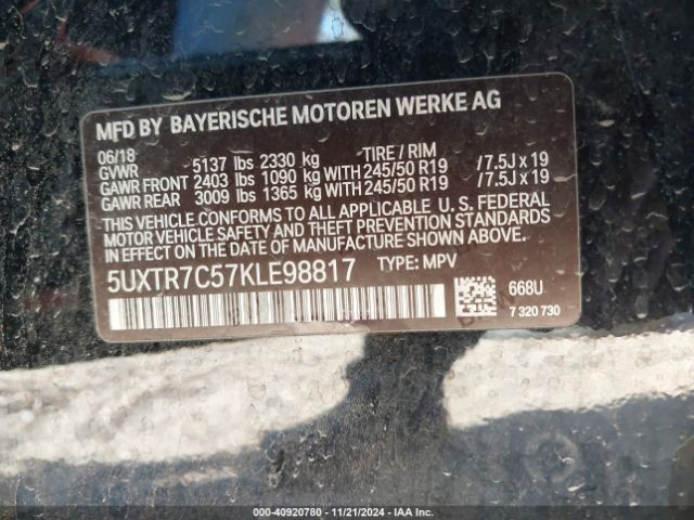 Photo 8 VIN: 5UXTR7C57KLE98817 - BMW X3 