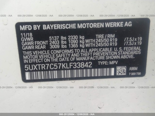 Photo 8 VIN: 5UXTR7C57KLF33842 - BMW X3 