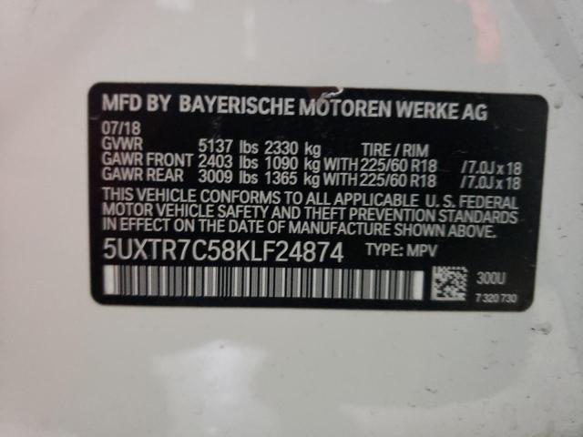 Photo 9 VIN: 5UXTR7C58KLF24874 - BMW X3 SDRIVE3 