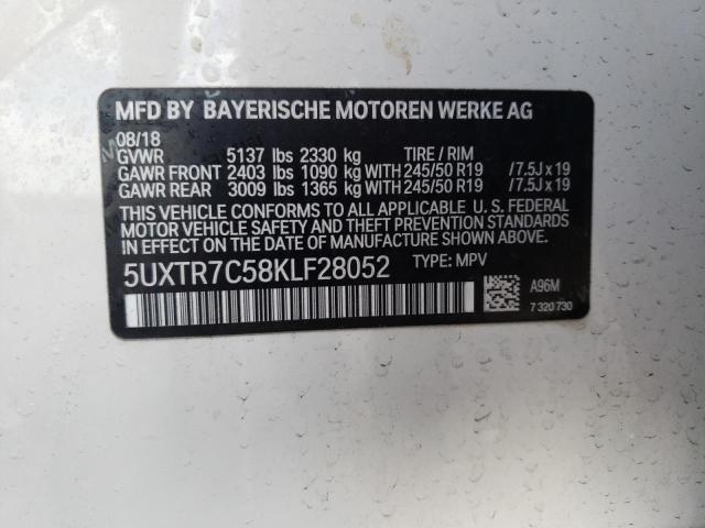 Photo 9 VIN: 5UXTR7C58KLF28052 - BMW X3 SDRIVE3 