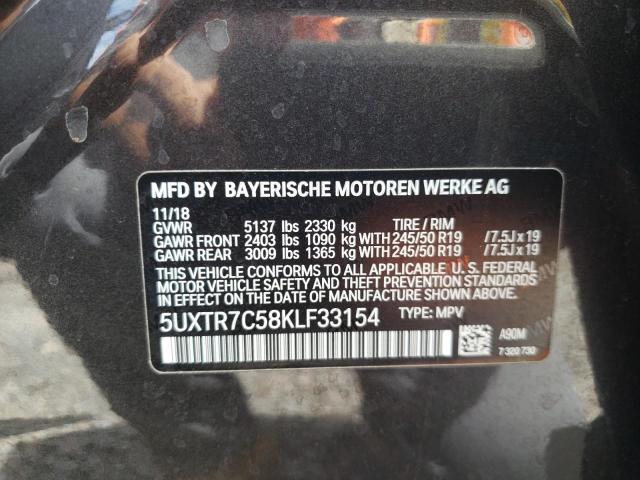 Photo 9 VIN: 5UXTR7C58KLF33154 - BMW X3 SDRIVE3 