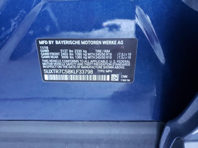 Photo 9 VIN: 5UXTR7C58KLF33798 - BMW X3 SDRIVE3 