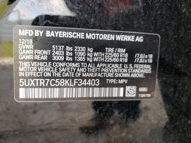 Photo 9 VIN: 5UXTR7C58KLF34403 - BMW X3 SDRIVE3 