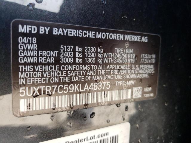 Photo 9 VIN: 5UXTR7C59KLA48375 - BMW X3 SDRIVE3 