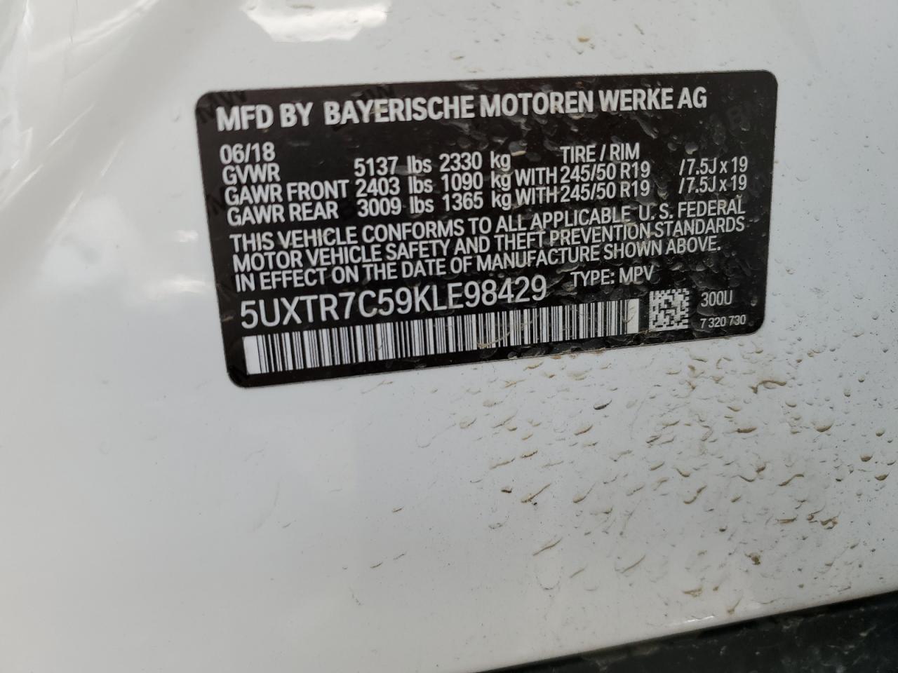 Photo 11 VIN: 5UXTR7C59KLE98429 - BMW X3 