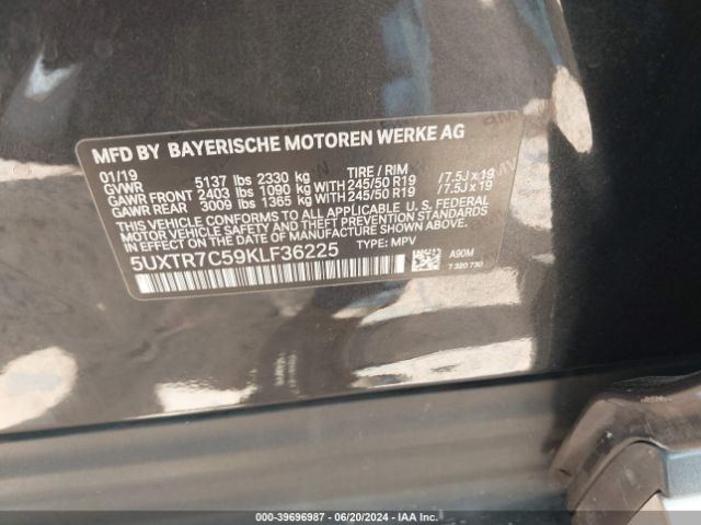 Photo 8 VIN: 5UXTR7C59KLF36225 - BMW X3 