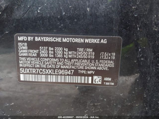 Photo 8 VIN: 5UXTR7C5XKLE96947 - BMW X3 