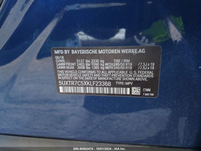 Photo 8 VIN: 5UXTR7C5XKLF23368 - BMW X3 