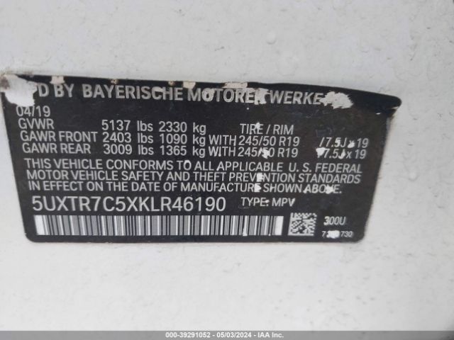 Photo 8 VIN: 5UXTR7C5XKLR46190 - BMW X3 