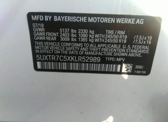 Photo 8 VIN: 5UXTR7C5XKLR52989 - BMW X3 