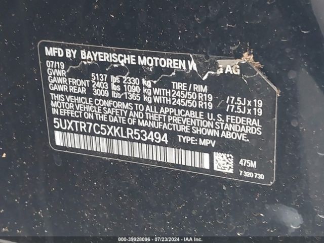 Photo 8 VIN: 5UXTR7C5XKLR53494 - BMW X3 