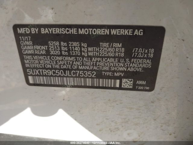 Photo 8 VIN: 5UXTR9C50JLC75352 - BMW X3 