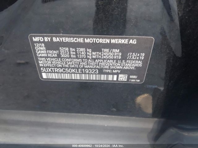 Photo 8 VIN: 5UXTR9C50KLE19323 - BMW X3 