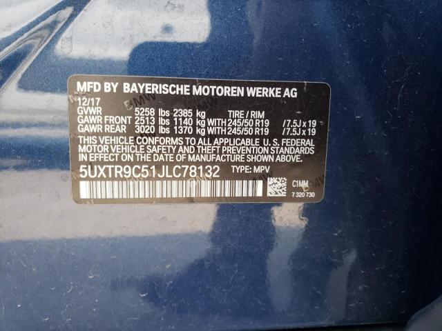 Photo 9 VIN: 5UXTR9C51JLC78132 - BMW X3 XDRIVE3 