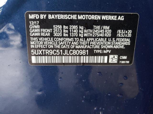 Photo 9 VIN: 5UXTR9C51JLC80981 - BMW X3 XDRIVE3 