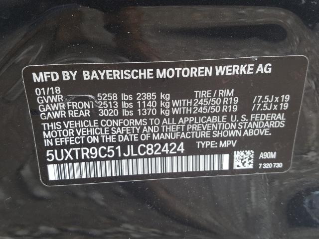 Photo 9 VIN: 5UXTR9C51JLC82424 - BMW X3 XDRIVE3 