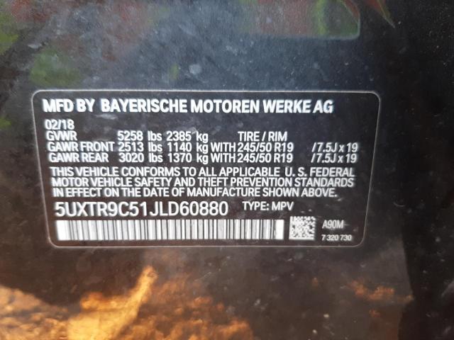 Photo 9 VIN: 5UXTR9C51JLD60880 - BMW X3 XDRIVE3 