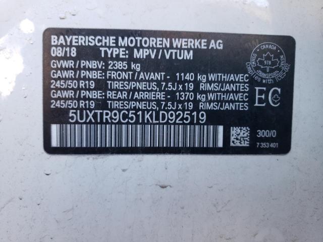 Photo 12 VIN: 5UXTR9C51KLD92519 - BMW X3 XDRIVE3 