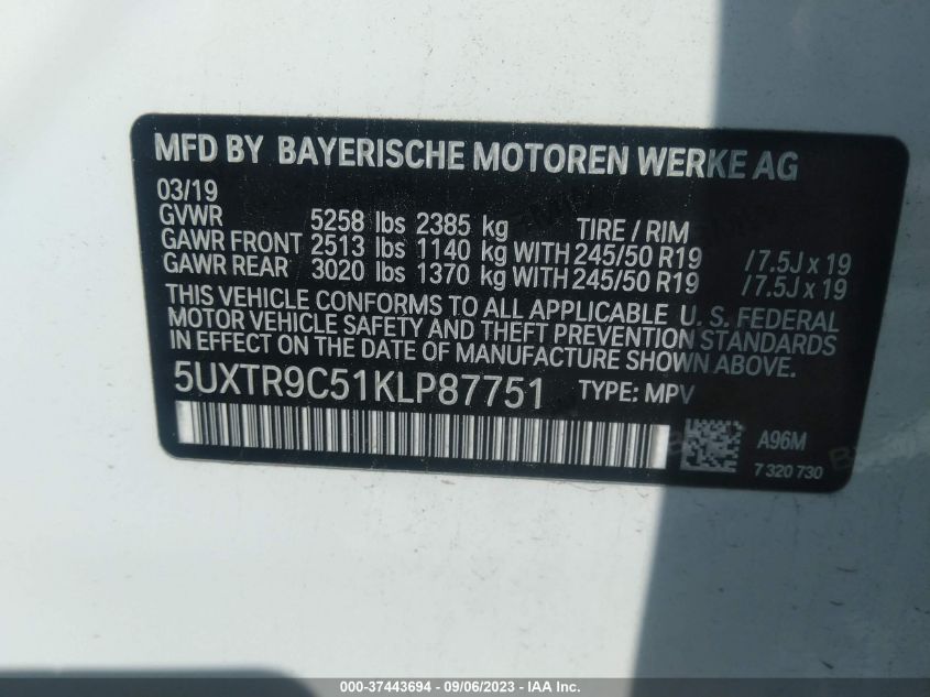 Photo 8 VIN: 5UXTR9C51KLP87751 - BMW X3 