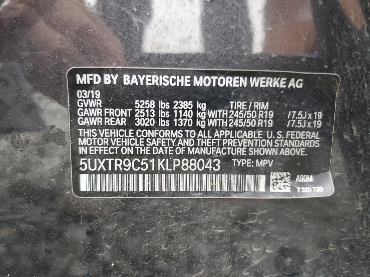 Photo 12 VIN: 5UXTR9C51KLP88043 - BMW X3 