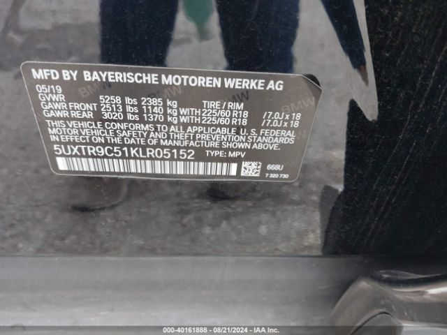 Photo 8 VIN: 5UXTR9C51KLR05152 - BMW X3 