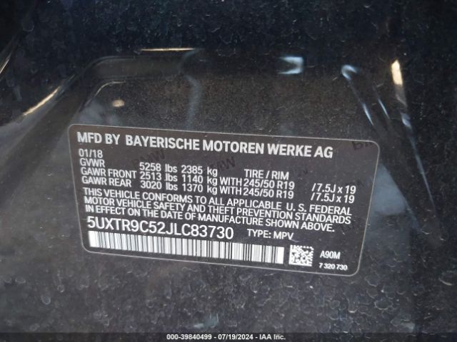 Photo 8 VIN: 5UXTR9C52JLC83730 - BMW X3 